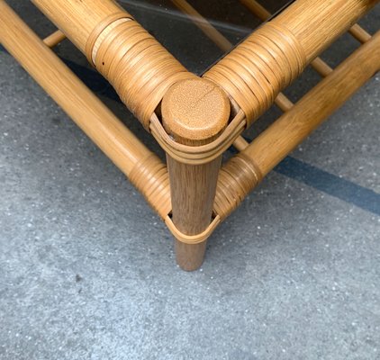 Vintage Bamboo and Glass Side Tables, 1970s, Set of 2-UAH-1344161