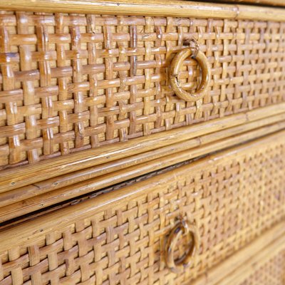 Vintage Bamboo and Rattan Chest of Drawers, 1960s-NYF-2018986