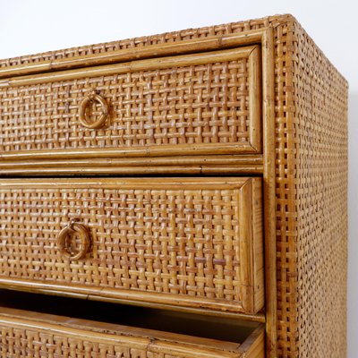 Vintage Bamboo and Rattan Chest of Drawers, 1960s-NYF-2018986