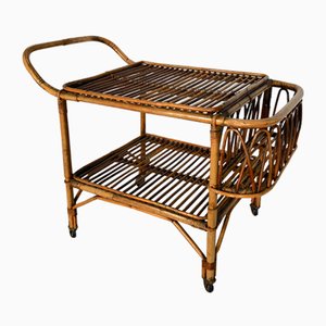 Vintage Bamboo Bar Trolley, 1950s, Italy-OT-1049631