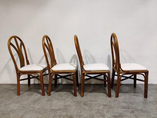 Vintage Bamboo Dining Chairs, 1960s, Set of 4-IRH-1114149