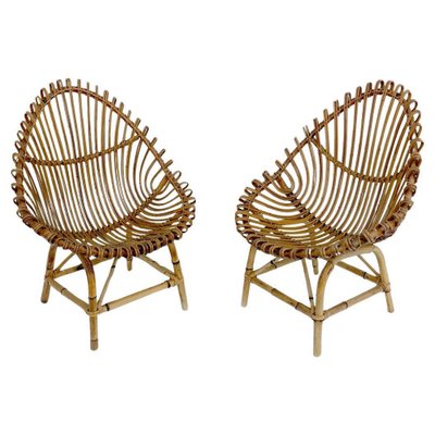 Vintage Bamboo Lounge Chairs, 1960, Set of 2-CGZ-1789642