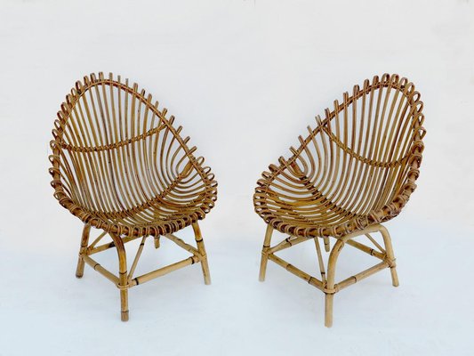 Vintage Bamboo Lounge Chairs, 1960, Set of 2-CGZ-1789642