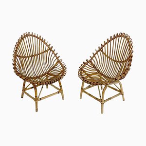 Vintage Bamboo Lounge Chairs, 1960, Set of 2-CGZ-1789642