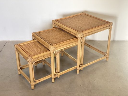 Vintage Bamboo Nesting Tables, 1970s, Set of 3-NPC-1743001