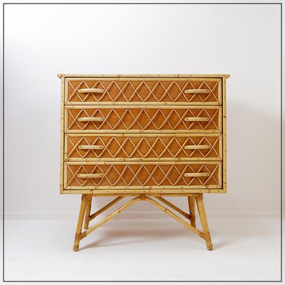 Vintage Bamboo Rattan and Wicker Cane Chest of Drawers-NYF-2019098