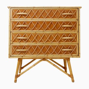 Vintage Bamboo Rattan and Wicker Cane Chest of Drawers-NYF-2019098