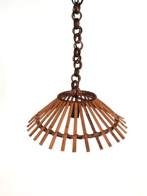 Vintage Bamboo & Rattan Pendant Light, Italy, 1960s-UIW-1408378