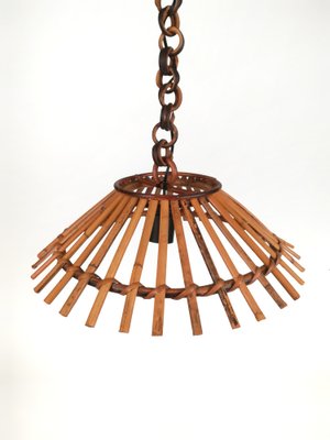 Vintage Bamboo & Rattan Pendant Light, Italy, 1960s-UIW-1408378