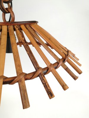 Vintage Bamboo & Rattan Pendant Light, Italy, 1960s-UIW-1408378