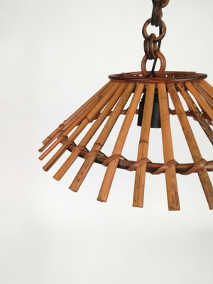 Vintage Bamboo & Rattan Pendant Light, Italy, 1960s-UIW-1408378