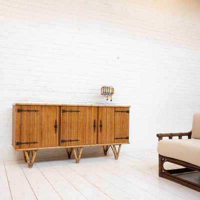 Vintage Bamboo Sideboard by Audoux Minet, 1950-RB-2040374