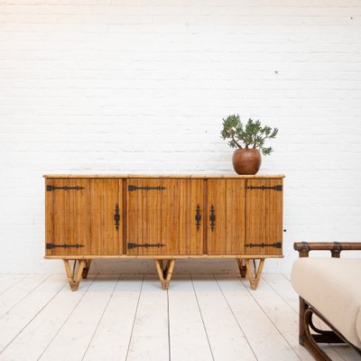 Vintage Bamboo Sideboard by Audoux Minet, 1950-RB-2040374