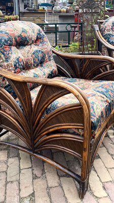 Vintage Bamboo Sofa and Chairs, Set of 3-WZZ-988584