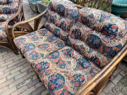 Vintage Bamboo Sofa and Chairs, Set of 3-WZZ-988584