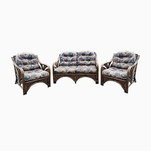 Vintage Bamboo Sofa and Chairs, Set of 3-WZZ-988584