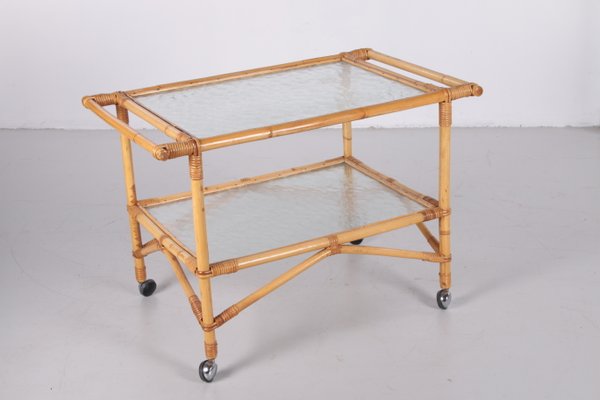 Vintage Bamboo Trolley and Serving Trolley, 1960s-EZZ-928418