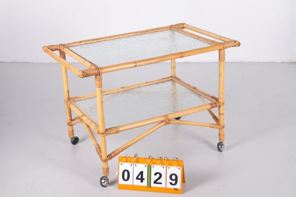 Vintage Bamboo Trolley and Serving Trolley, 1960s-EZZ-928418