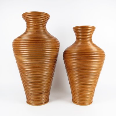 Vintage Bamboo Vases, 1980s, Set of 2-BH-2019950