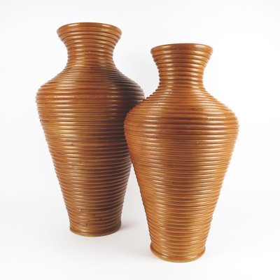 Vintage Bamboo Vases, 1980s, Set of 2-BH-2019950