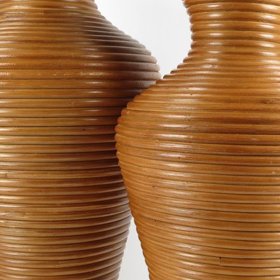 Vintage Bamboo Vases, 1980s, Set of 2-BH-2019950