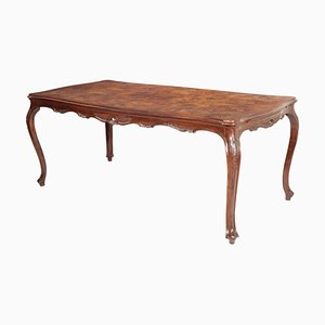 Vintage Baroque Style Hand Carved Burl Walnut Dining Table from Bovolone, 1920s-NJV-708581