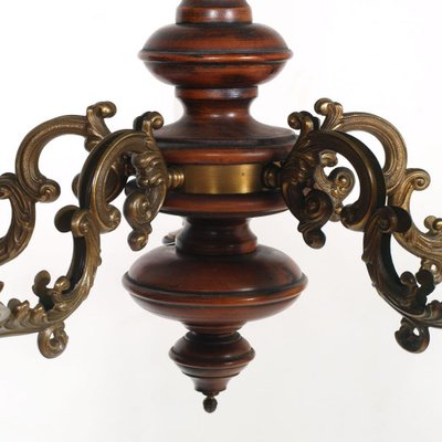 Vintage Baroque Style Lacquered Walnut and Walnut Ceiling Lamp, 1950s-NJV-715421