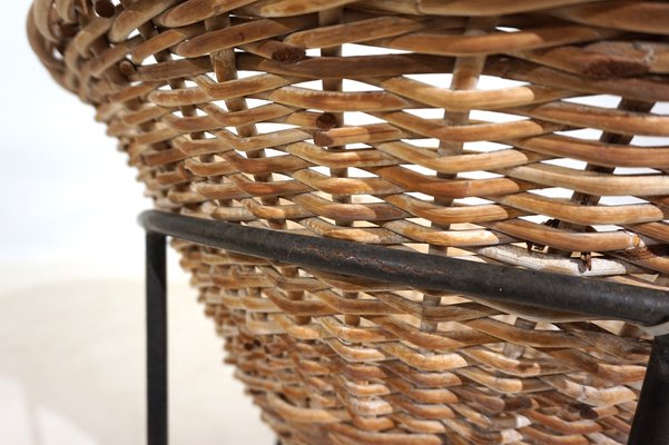 Vintage Basket Chairs in Rattan, 1960s, Set of 2-HUW-1794654