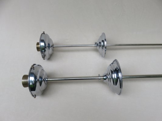 Vintage Bauhaus Flashed Glass and Chrome Ceiling Lamps, Set of 2-EY-716911