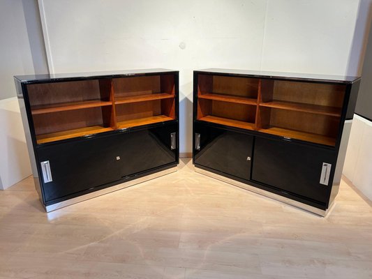 Vintage Bauhaus Office Cabinet in Black Lacquer and Mahogany, 1930-NNB-1772829