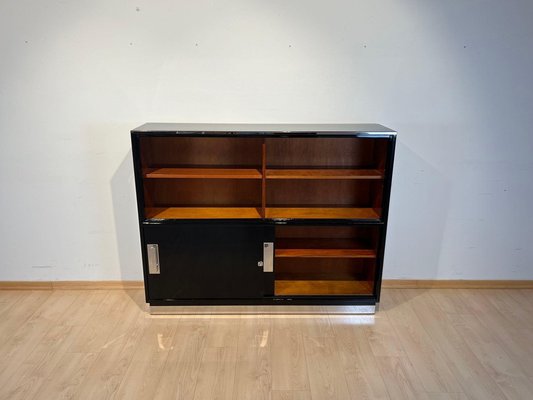 Vintage Bauhaus Office Cabinet in Black Lacquer and Mahogany, 1930-NNB-1772829