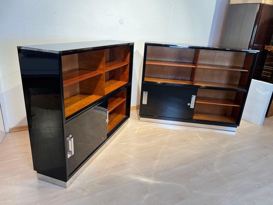 Vintage Bauhaus Office Cabinet in Black Lacquer and Mahogany, 1930-NNB-1772829