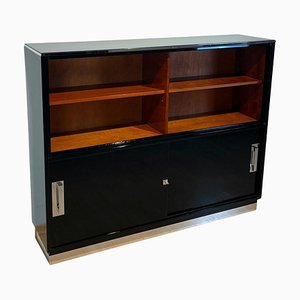 Vintage Bauhaus Office Cabinet in Black Lacquer and Mahogany, 1930-NNB-1772829