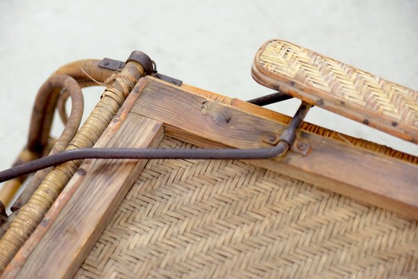 Vintage Bauhaus Rattan Chair with Ottoman by Erich Dieckmann, 1930s, Set of 2-ZAA-746022