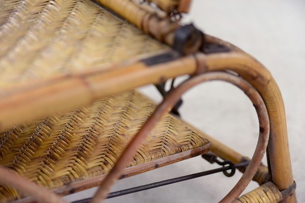 Vintage Bauhaus Rattan Chair with Ottoman by Erich Dieckmann, 1930s, Set of 2-ZAA-746022