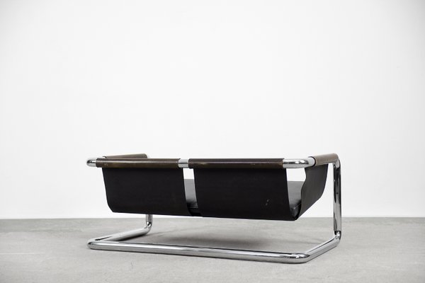 Vintage Bauhaus Tubular Metal & Leather Sofa, 1950s-ZAA-906328