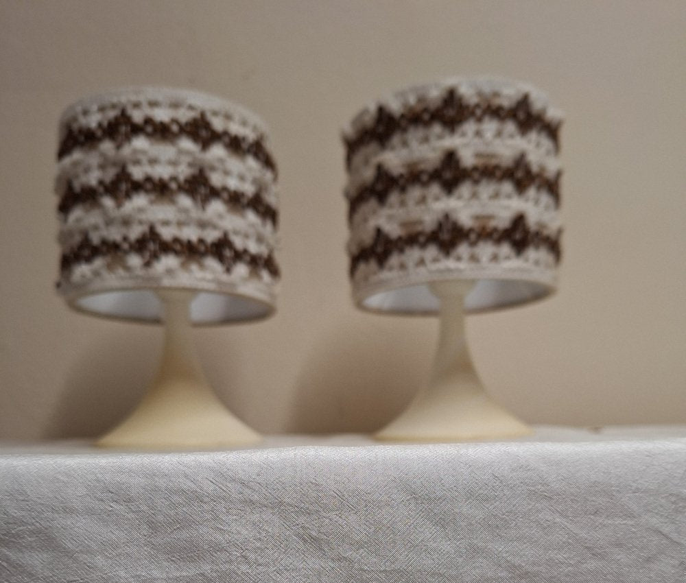 Vintage Bedside Lamps with Cream White Plastic Bases Lamplove, 1970s, Set of 2