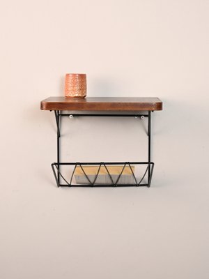 Vintage Bedside Table in Metal and Teak, 1960s-QWP-1738963