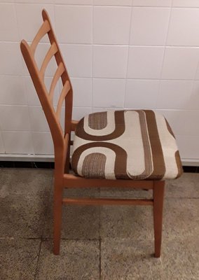 Vintage Beech and Beige Wool Dining Chairs, 1970s, Set of 2-HOI-632705