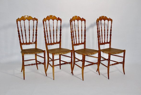 Vintage Beech Chiavari Dining Chairs, 1950s, Set of 4-NB-801566