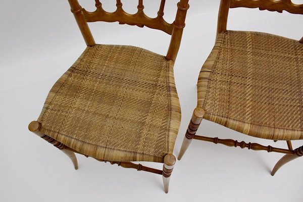 Vintage Beech Chiavari Dining Chairs, 1950s, Set of 4-NB-801566