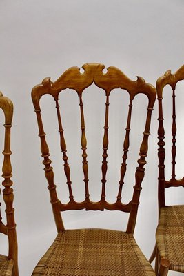 Vintage Beech Chiavari Dining Chairs, 1950s, Set of 4-NB-801566