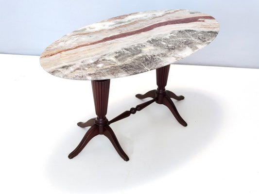 Vintage Beech Coffee Table with Oval Red Onyx Top attributed to Paolo Buffa, 1950s-JPQ-1823880