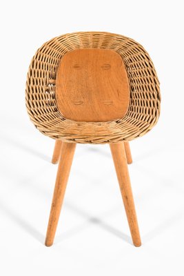 Vintage Beech & Rattan Stool-SC-1292216