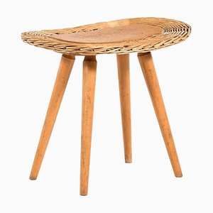 Vintage Beech & Rattan Stool-SC-1292216