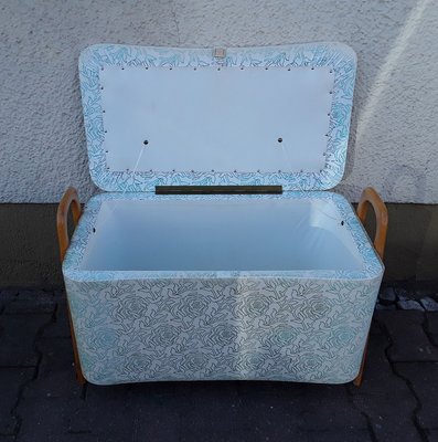 Vintage Beech & Vinyl Linen Chest, 1960s-HOI-903400