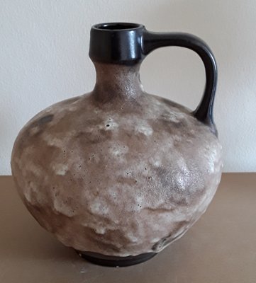 Vintage Beige Brown Ceramic Vase, 1970s-HOI-1358221