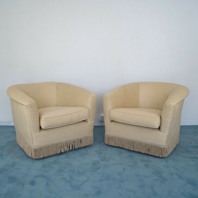 Vintage Beige Fabric Lounge Chairs, 1950s, Set of 2-ZLY-724909