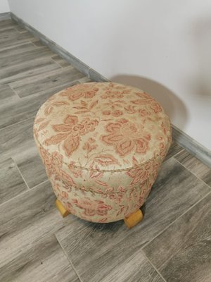 Vintage Beige Fabric Pouf-QJA-1762479