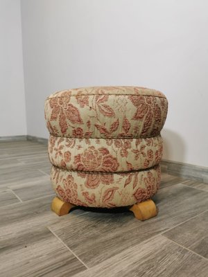 Vintage Beige Fabric Pouf-QJA-1762479